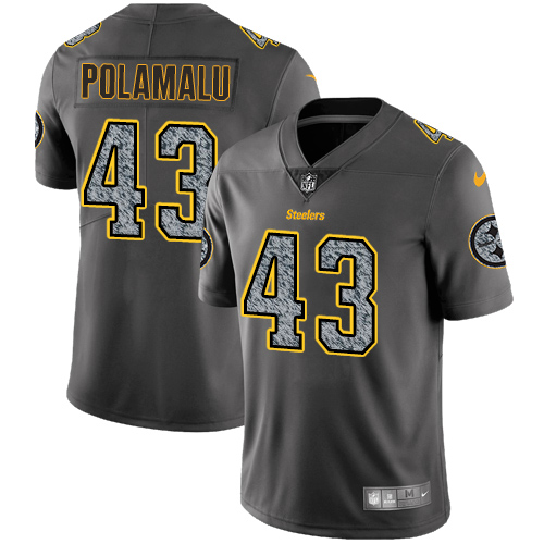 Nike Steelers #43 Troy Polamalu Gray Static Youth Stitched NFL Vapor Untouchable Limited Jersey