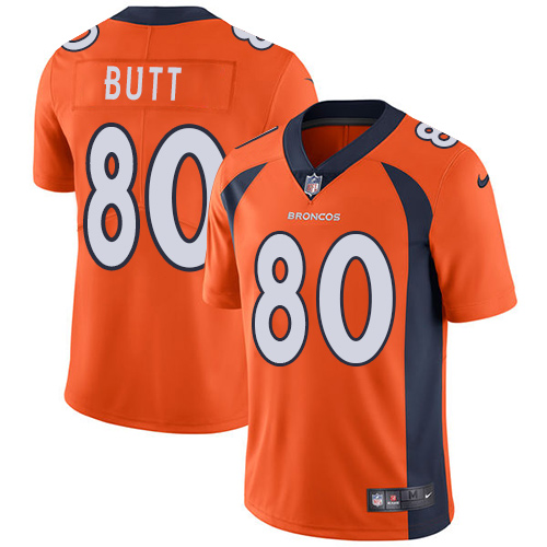 Nike Broncos #80 Jake Butt Orange Team Color Men's Stitched NFL Vapor Untouchable Limited Jersey