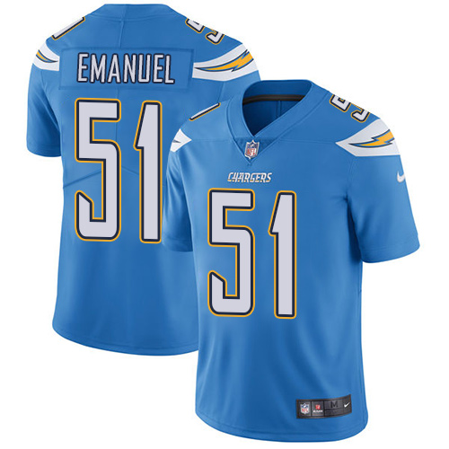 Nike Chargers #51 Kyle Emanuel Electric Blue Alternate Men's Stitched NFL Vapor Untouchable Limited