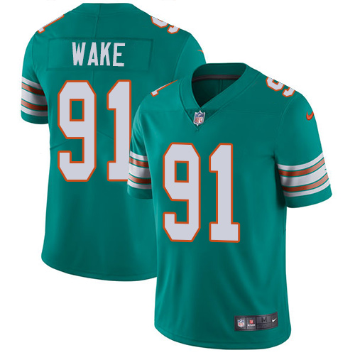 Nike Dolphins #91 Cameron Wake Aqua Green Alternate Men's Stitched NFL Vapor Untouchable Limited Jer