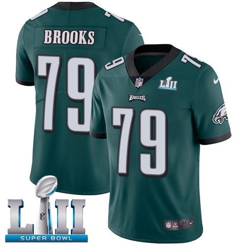Nike Eagles #79 Brandon Brooks Midnight Green Team Color Super Bowl LII Men's Stitched NFL Vapor Unt
