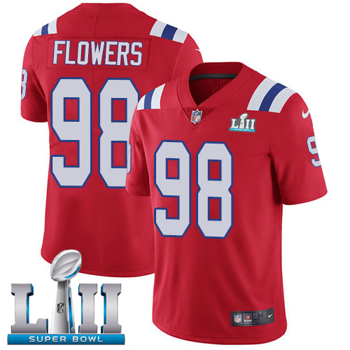 Nike Patriots #98 Trey Flowers Red Alternate Super Bowl LII Men's Stitched NFL Vapor Untouchable Lim