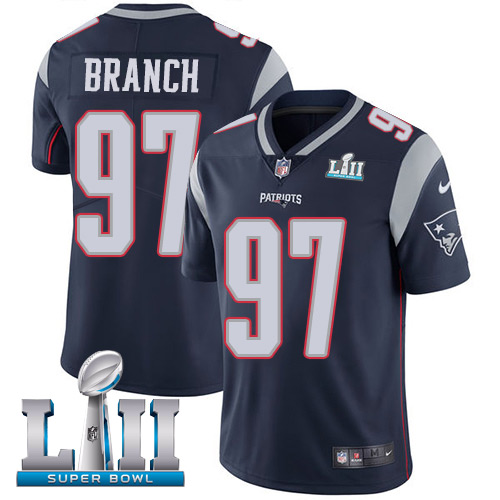 Nike Patriots #97 Alan Branch Navy Blue Team Color Super Bowl LII Men's Stitched NFL Vapor Untouchab