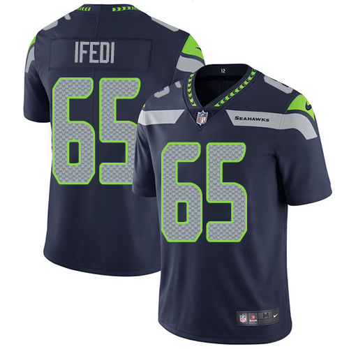 Nike Seahawks #65 Germain Ifedi Steel Blue Team Color Men's Stitched NFL Vapor Untouchable Limited J