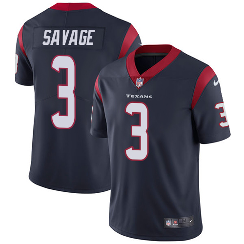 Nike Texans #3 Tom Savage Navy Blue Team Color Men's Stitched NFL Vapor Untouchable Limited Jersey