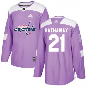 Washington Capitals #21 Garnet Hathaway Authentic Fights Cancer Practice Jersey - Purple - Click Image to Close