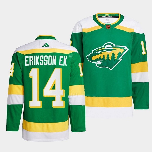 Minnesota Wild #14 Joel Eriksson Ek Green 2022-23 Reverse Retro Stitched Jersey