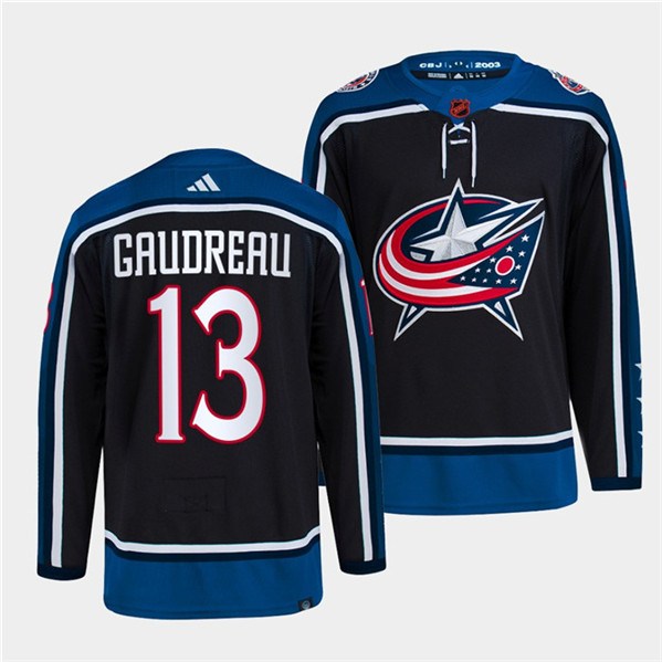 Columbus Blue Jackets #13 Johnny Gaudreau Navy 2022 Reverse Retro Stitched Jersey