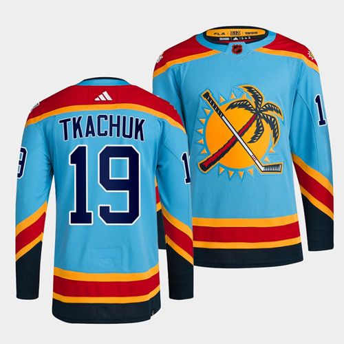 Florida Panthers #19 Matthew Tkachuk Blue 2022 Reverse Retro Stitched Jersey