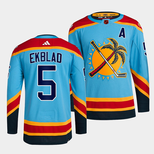 Florida Panthers #5 Aaron Ekblad Blue 2022 Reverse Retro Stitched Jersey