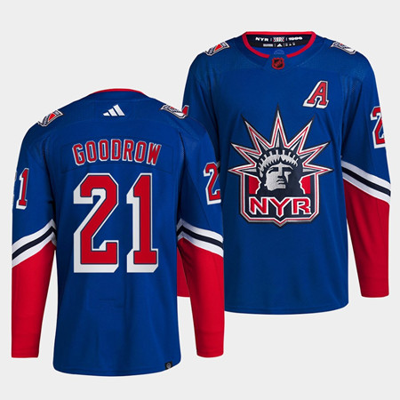 New York Rangers #21 Barclay Goodrow Blue 2022 Reverse Retro Stitched Jersey
