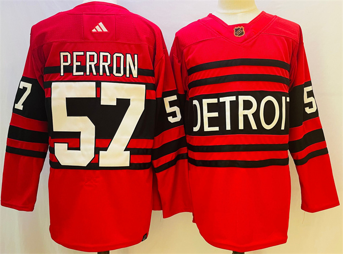 Detroit Red Wings #57 David Perron Red 2022-23 Reverse Retro Stitched Jersey