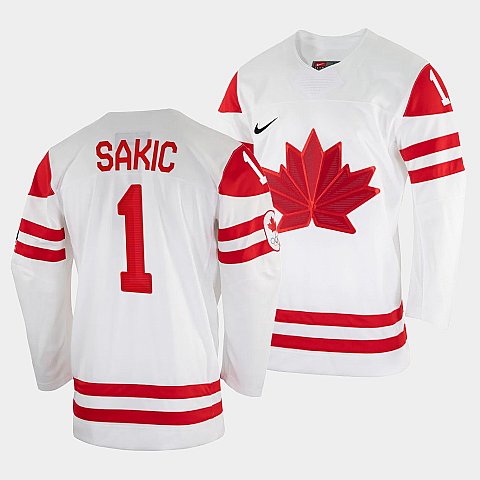 Joe Sakic Canada Hockey White 2022 Winter Olympic #1 Salt Lake City Jersey