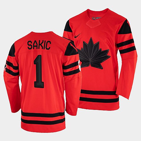 Canada Hockey Joe Sakic Red 2022 Winter Olympic #1 Gold Winner Jersey