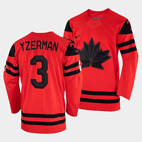 Canada Hockey Steve Yzerman Red 2022 Winter Olympic #3 Gold Winner Jersey