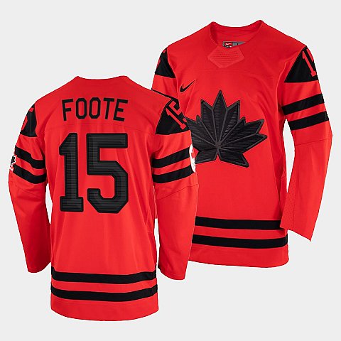 Canada Hockey Adam Foote Red 2022 Winter Olympic #15 Gold Winner Jersey