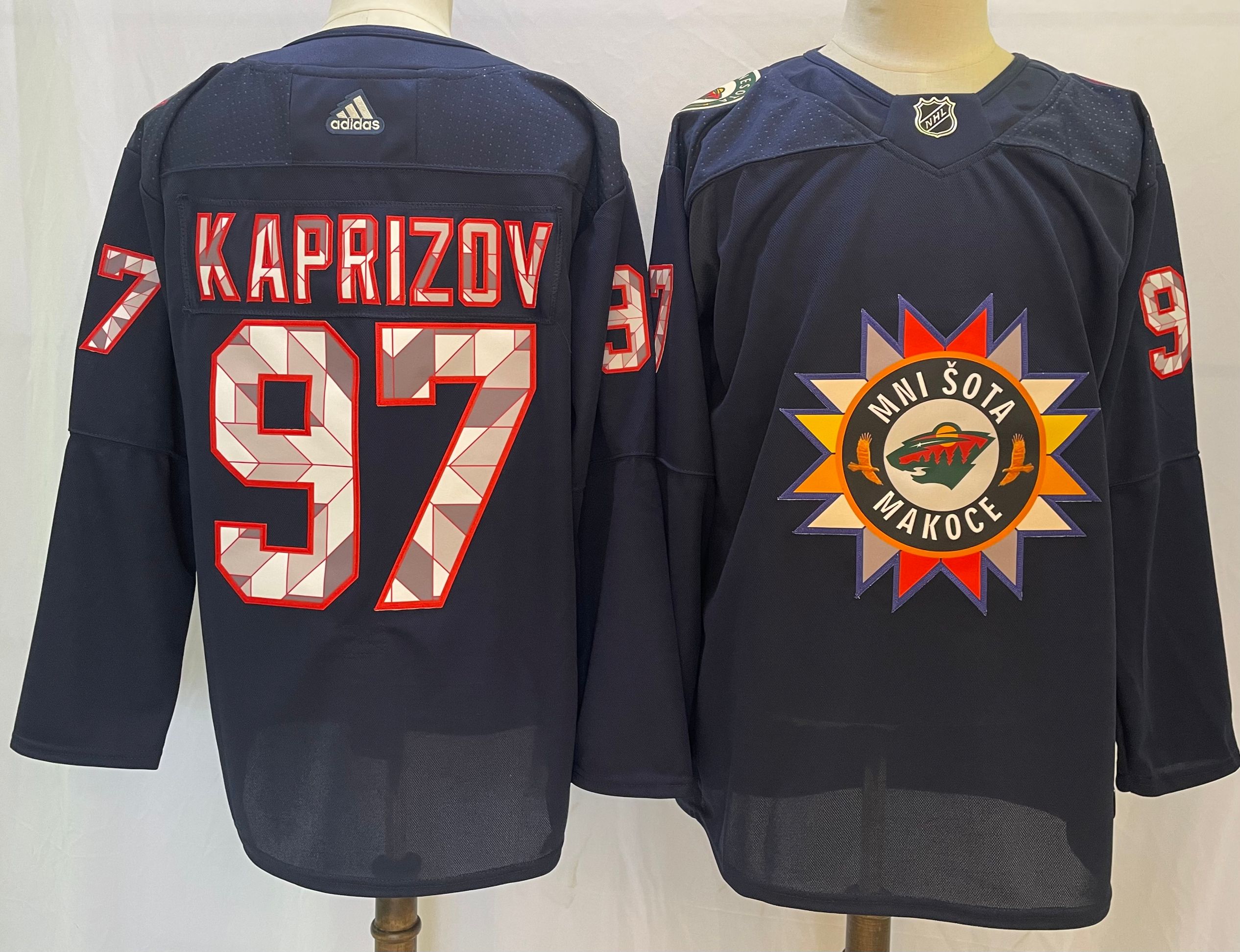Minnesota Wild #97 Kirill Kaprizov 2022 Navy Native American Heritage Day Stitched Jersey