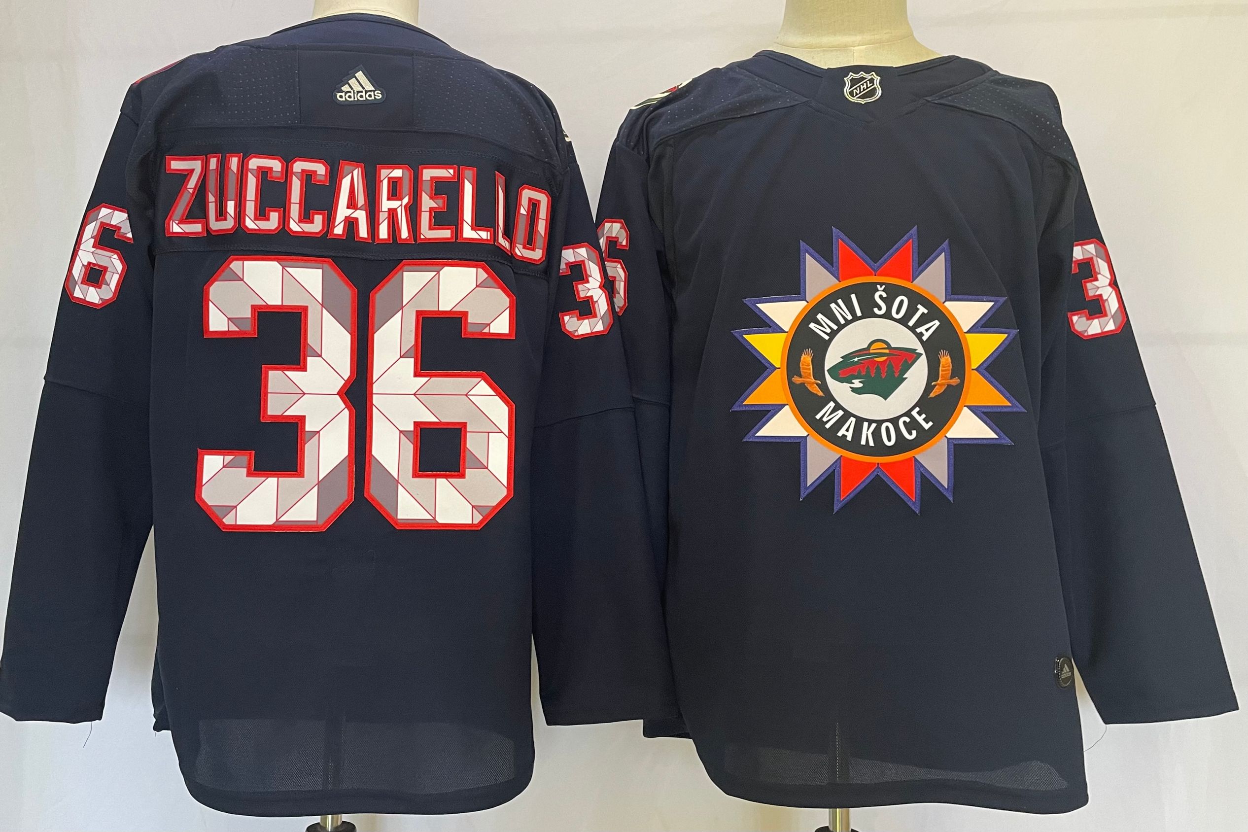 Minnesota Wild #36 Mats Zuccarello 2022 Navy Native American Heritage Day Stitched Jersey