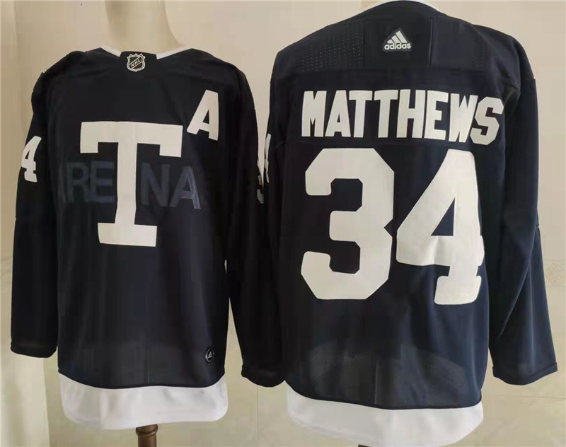 Toronto Maple Leafs 34 Auston Matthews Navy 2022 NHL Heritage Classic Jersey