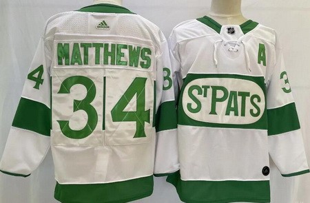 Toronto Maple Leafs #34 Auston Matthews White 2019 St Pats Authentic Jersey