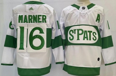 Toronto Maple Leafs #16 Mitch Marner White 2019 St Pats Authentic Jersey - Click Image to Close