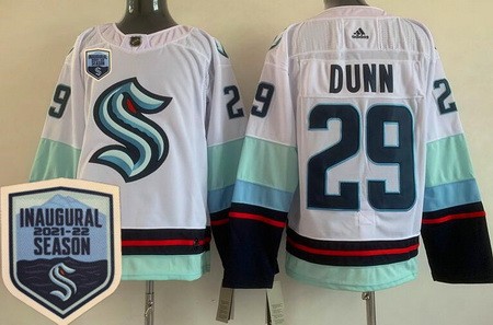 Seattle Kraken #29 Vince Dunn White 2021-22 Season Inaugural Authentic Jersey