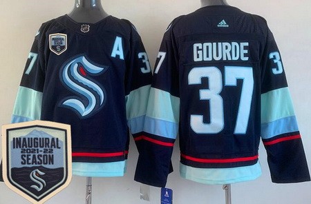 Seattle Kraken #37 Yanni Gourde Navy 2021-22 Season Inaugural Authentic Jersey