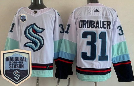 Seattle Kraken #31 Philipp Grubauer White 2021-22 Season Inaugural Authentic Jersey