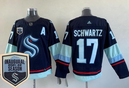 Seattle Kraken #17 Jaden Schwartz Navy 2021-22 Season Inaugural Authentic Jersey