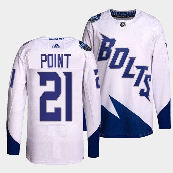 Tampa Bay Lightning#21 Brayden Point 2022 White Stadium Series Breakaway Stitched Jersey