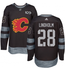 Calgary Flames #28 Elias Lindholm Black 1917-2017 100th Anniversary Stitched NHL Jersey