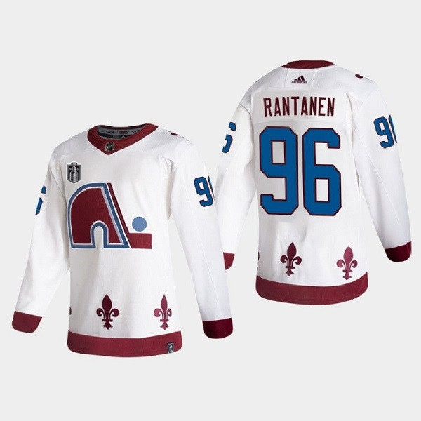 Colorado Avalanche #96 Mikko Rantanen White 2022 Stanley Cup Final Patch Reverse Retro Stitched Jers