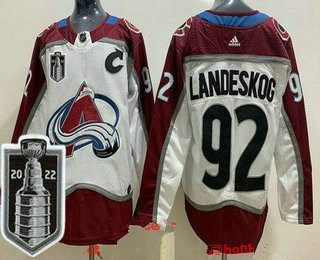 Colorado Avalanche #92 Gabriel Landeskog White 2022 Stanley Cup Stitched Jersey