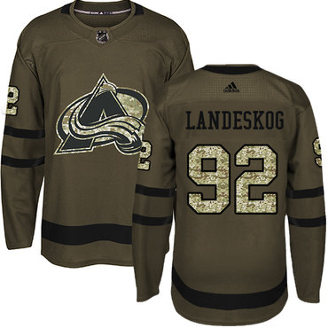 Colorado Avalanche #92 Gabriel Landeskog Green Salute to Service Stitched NHL Jersey