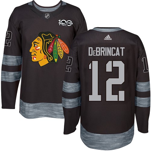 Adidas Blackhawks #12 Alex DeBrincat Black 1917-2017 100th Anniversary Stitched NHL Jersey - Click Image to Close