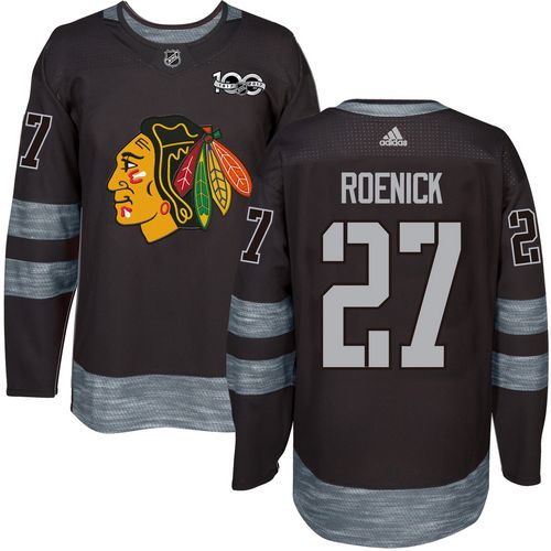 Adidas Blackhawks #27 Jeremy Roenick Black 1917-2017 100th Anniversary Stitched NHL Jersey