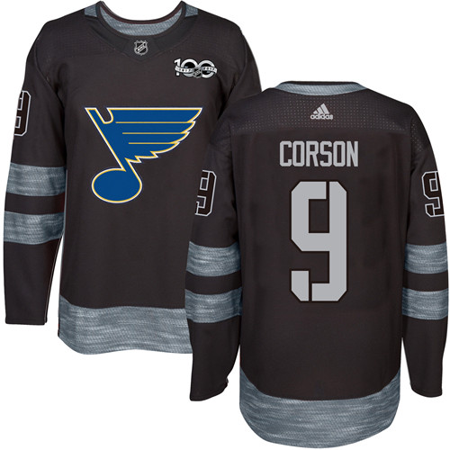 Adidas Blues #9 Shayne Corson Black 1917-2017 100th Anniversary Stitched NHL Jersey