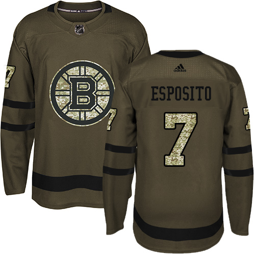 Adidas Bruins #7 Phil Esposito Green Salute to Service Stitched NHL Jersey