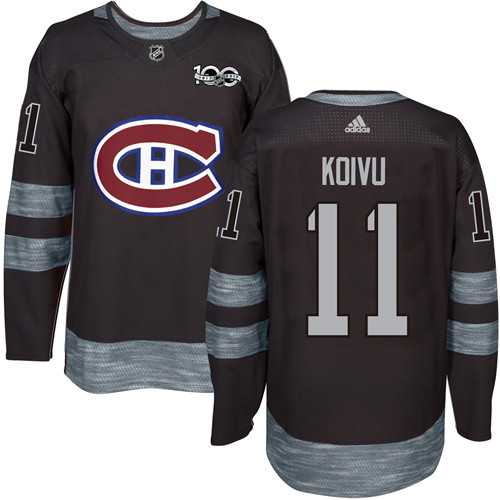 Adidas Canadiens #11 Saku Koivu Black 1917-2017 100th Anniversary Stitched NHL Jersey