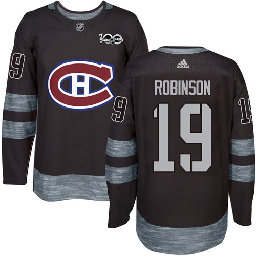 Adidas Canadiens #19 Larry Robinson Black 1917-2017 100th Anniversary Stitched NHL Jersey