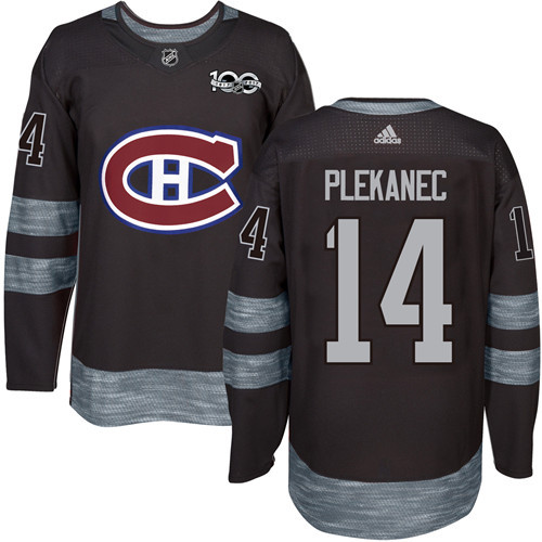 Adidas Canadiens #14 Tomas Plekanec Black 1917-2017 100th Anniversary Stitched NHL Jersey