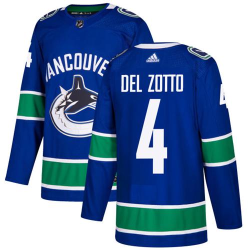 Adidas Canucks #4 Michael Del Zotto Blue Home Authentic Stitched NHL Jersey