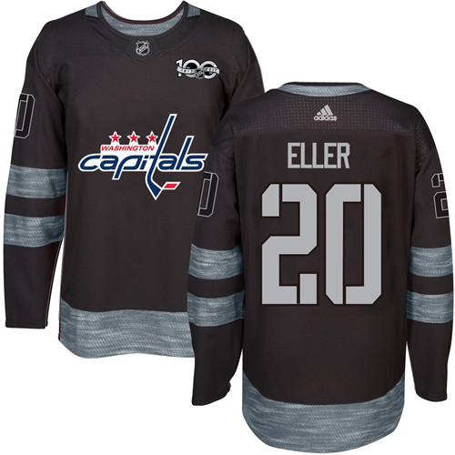 Adidas Capitals #20 Lars Eller Black 1917-2017 100th Anniversary Stitched NHL Jersey