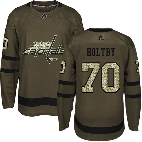 Adidas Capitals #70 Braden Holtby Green Salute to Service Stitched NHL Jersey