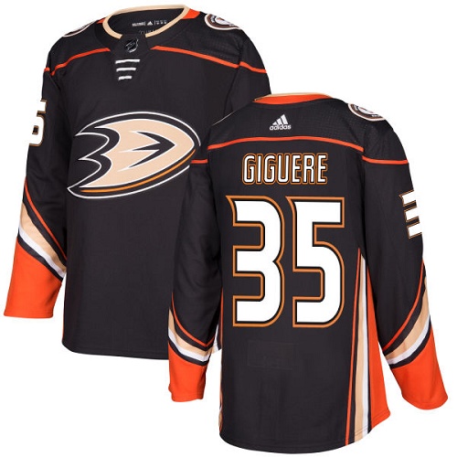 Adidas Ducks #35 Jean-Sebastien Giguere Black Home Authentic Stitched NHL Jersey