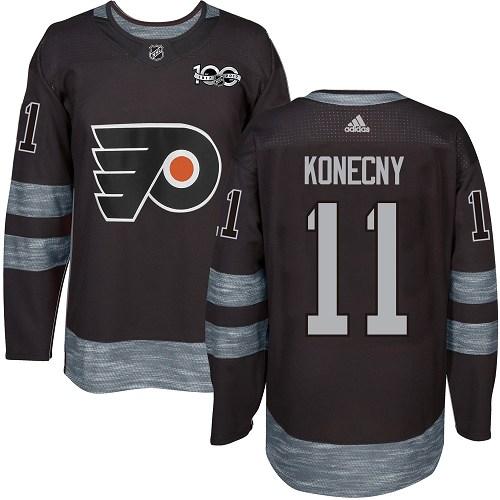 Adidas Flyers #11 Travis Konecny Black 1917-2017 100th Anniversary Stitched NHL Jersey