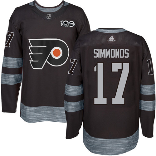 Adidas Flyers #17 Wayne Simmonds Black 1917-2017 100th Anniversary Stitched NHL Jersey