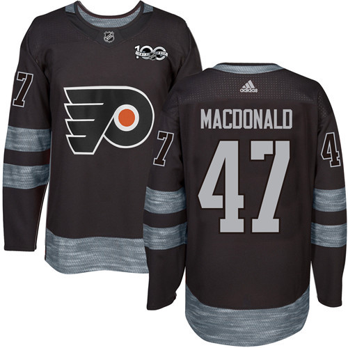 Adidas Flyers #47 Andrew MacDonald Black 1917-2017 100th Anniversary Stitched NHL Jersey