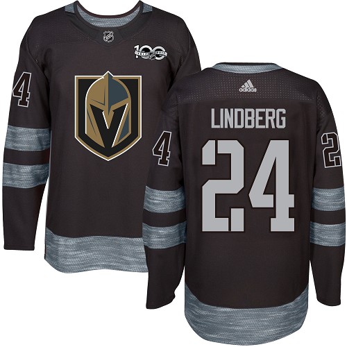 Adidas Golden Knights #24 Oscar Lindberg Black 1917-2017 100th Anniversary Stitched NHL Jersey