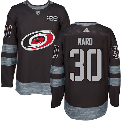 Adidas Hurricanes #30 Cam Ward Black 1917-2017 100th Anniversary Stitched NHL Jersey